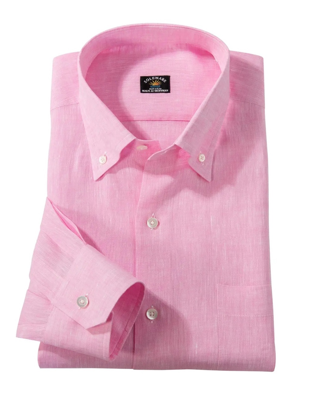 Solemare Amalfi 100% Linen Button Down Mens Pink Shirt Tailored Italy Positano
